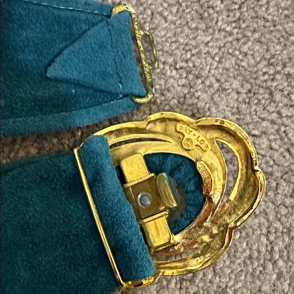 DAY LOR Teal Blue Genuine Suede Belt GUC